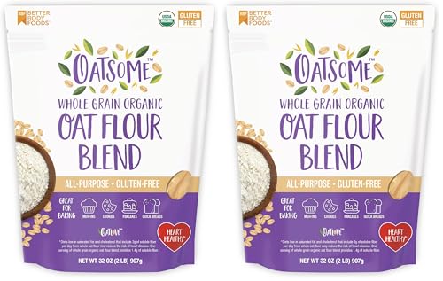 Oatsome Organic Oat Flour Blend, Whole Grain, Gluten-Free, All Purpose Flour for Baking, Vegan, 2 lb, 32 oz (Pack of 2)