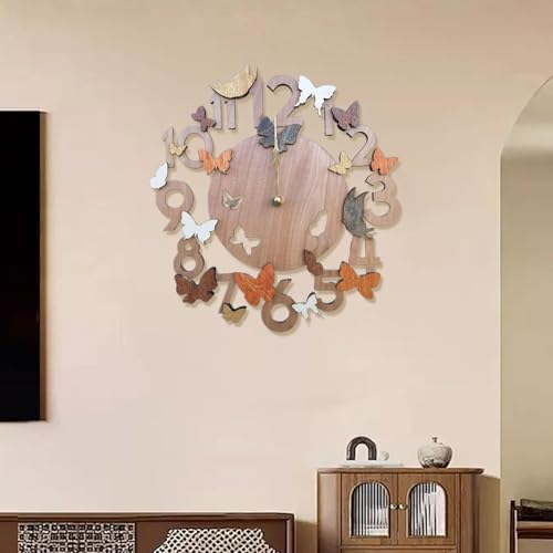 Horloge murale en bois vintage motif papillon pour cadeau idéal - 2