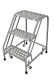 Cotterman 1003N1820A6E10B3C1P1 All Welded Ready to Use Rolling Steel Safety Ladder, 3-Step, 30" Top Step Height, Performa Perforated Tread, 450 lb Capacity
