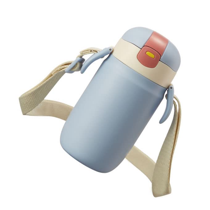 Ejoyous Edelstahl-Wasserflasche, Vakuumisolierter Becher mit Deckel und Strohhalm, Weiter Öffnung, Rutschfester, 295-g-Trinkflasche für Studenten, Pendler, Büroreisen (360 ml)