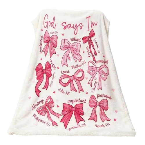 Manta para sofá, manta de cama, 39 x 51 pulgadas, manta cálida con lazo rosa, mantas decorativas suaves para cama, para sofá, dormitorio, sala de estar, oficina, apartamento, invierno, mujeres, niñas