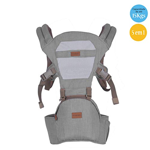Canguru Ergonômico 5Way Maxi Baby Hipseat (15kg) - Cinza