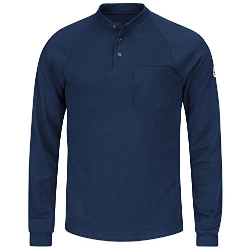 Bulwark Men's Lightweight FR Henley, Navy, 2X-Large