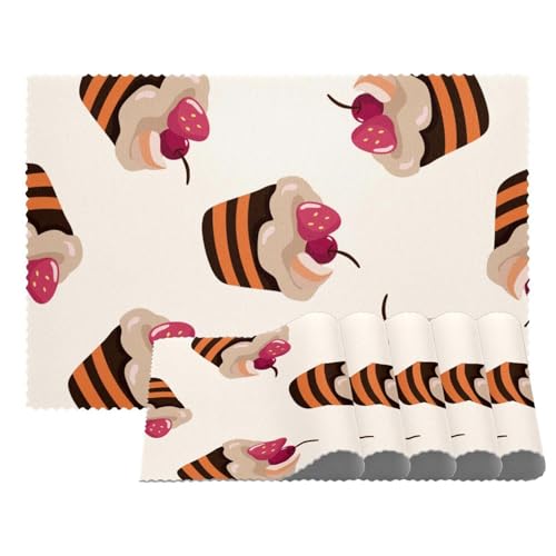 LVTISEE Cartoon Cakes Tischset für Esstisch, 1 Stück, Stoff-Tischset, hitzebeständig, schmutzabweisend, waschbar, Küchentischmatte