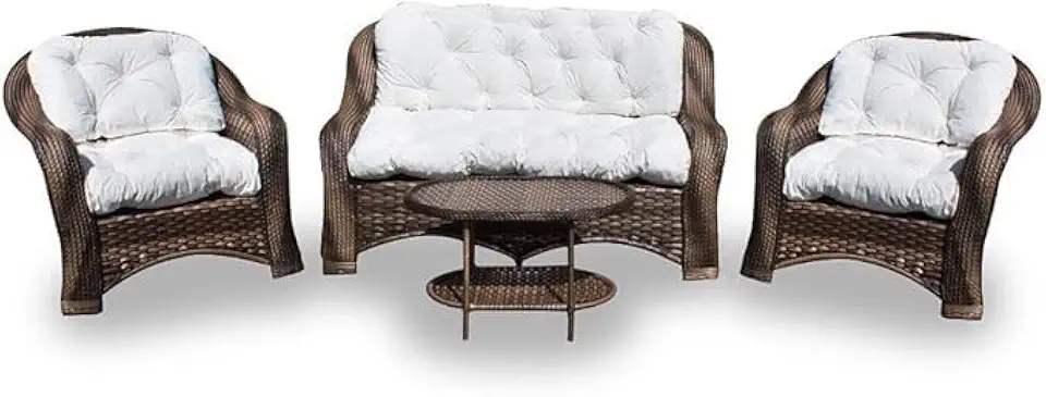 Conjunto de Sofá Fibra Sintética Bruxelas - 1 Sofá 2 L + 2 Poltronas + 1 Mesa Centro - Tecido Duna Cru