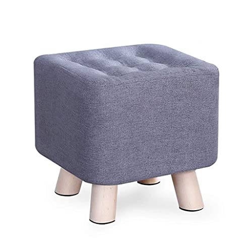 Tabouret repose-pieds ottoman carré coton lin gris canapé maison