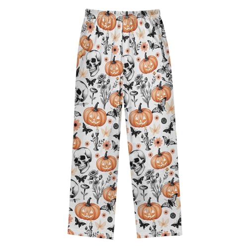 Halloween Pajama Pants Pumpkin Skull Butterfly Long Sleep Pants Lounge Bottoms2