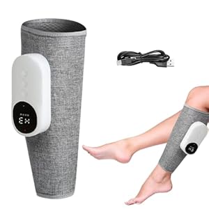 3-in-1 Wadenmassagegerät, Kabellos Beinmassagegerät mit Luftkompression 3 Intensitäten und 3 Modi, Heißdruckmassagegeräts für müde und angespannte Beine zur Muskelentspannung (Grau, 1er)