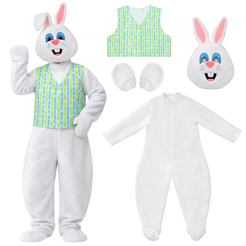 Shihanee Easter Bunny Mascot Costume Adult Easter Rabbit Costume Suit with Vest Headpiece Bunny Dress for Party Cosplay(XXL,Vest Bunny) by Shihanee - Used condition - US$26.87