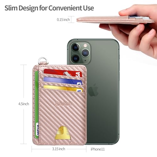 Image of Slim Minimalist Front Pocket Wallet, RFID Blocking Credit Card Holder Wallet with Detachable D-Shackle for Men Women