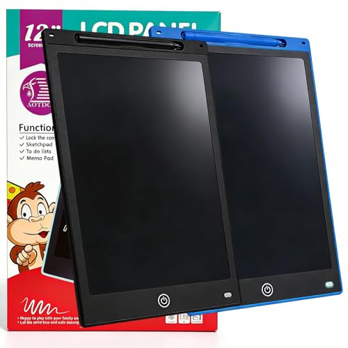 AOTDOO 12-inch LCD Writing Tablet, Drawing Board, Office and Study Supplies, Black&Blue, 2 Pack