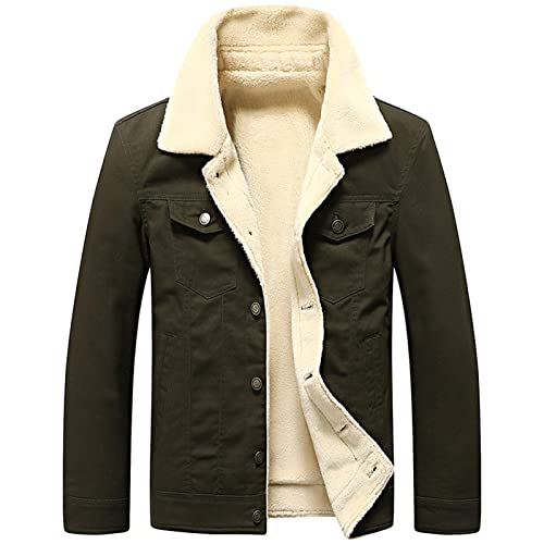 Veste à revers pour hommes en coton avec doublure sherpa chaude automne hiver