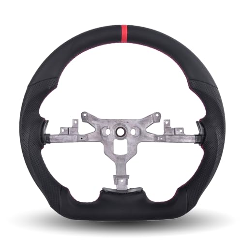 LFEVOCSI Full Leather Steering Wheel for Chevy Corvette C6 2006-2011 ZR1 Z06, Full Nappa Perforated Leather D-shaped Flat-bottom Hand-Stitched
