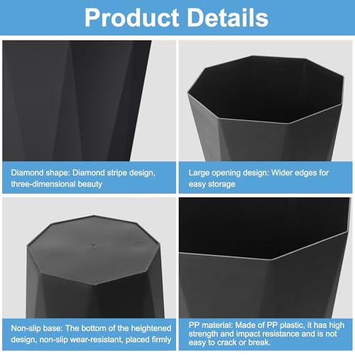 Image of 10Pack Office Trash Can with 375 Counts / 25Rolls Trash Bags, 1.8 Gallons Small Trash Can Bulk for Bathroom, Small Bathroom Garbage Can for Bathroom, Bedroom, Office, Kitchen (5White, 5Black)