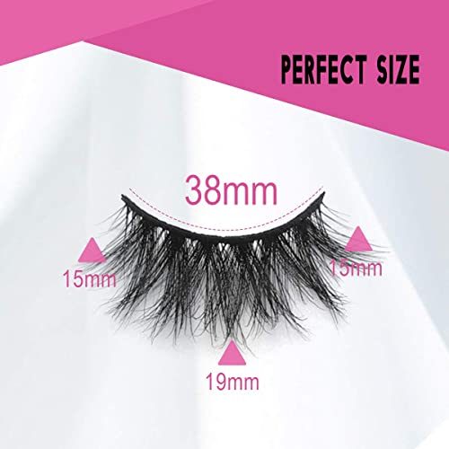 Swinginghair Mink Lashes, 3D Mink Eyelashes 19Mm Natural False Eyelashes Siberian 3D Mink Lashes Natural Look Eyelashes Hand-Made Fluffy Volume Lashes 1 Pair #TOP3
