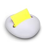 Post-IT® Stylish White Stone Design Weighted Z-Notes Refillable Dispenser + 1 Pack of Canary Yellow Neon Z-Notes. (1 Pack)