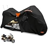 XYZCTEM オートバイカバー サイド+トップボックス付き ブラック 反射ストリップとジッパー付き 開けやすい 110インチ