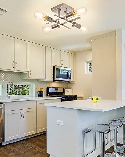 Youroke 4-Light Semi Flush Mount Ceiling Light, Modern Brushed Nickel Close to Ceiling Light Fixtures, Easy Assembled, House Indoor Ceiling Lights for Bedroom Living Room Entryway Youroke 4-Light Semi Flush Mount Ceiling Light, Modern Brushed Nickel Close to Ceiling Light Fixtures, Easy Assembled, House Indoor Ceiling Lights for Bedroom Living Room Entryway