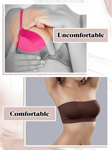Image of HESTYA 3 Pack Women's Strapless Bandeau Bra Seamless Bralette Soft Stretchy Non-Padded Wireless Tube Top Bras