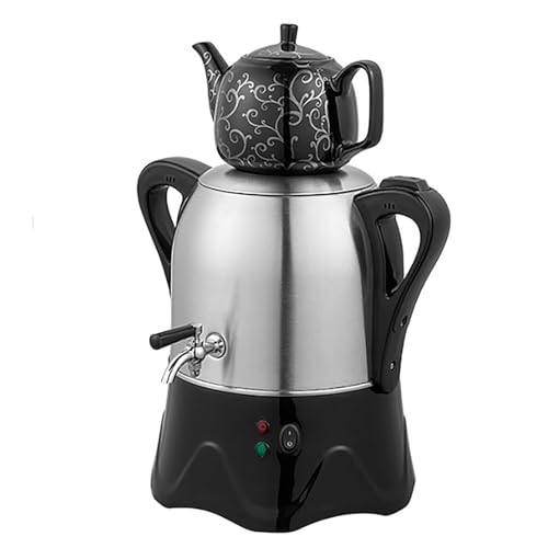 RKXKJ Tetera Turca Eléctrica De 2000 W, Tetera De Acero Inoxidable De 3 L, Tetera De Cerámica De 1 L, Samovar Eléctrico con Función De Mantenimiento del Calor, para Café Y Té Aromático.