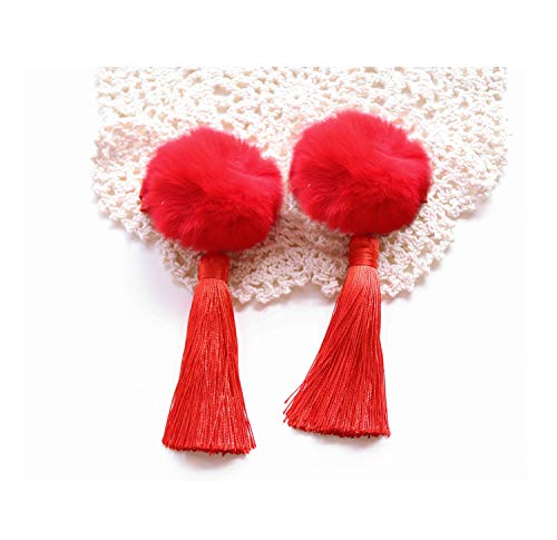 CÉLLOT Baby Girls Chinese Style Hairy Furry Balls Bows Tassels Hair Clips Barrettes for Kids Festival