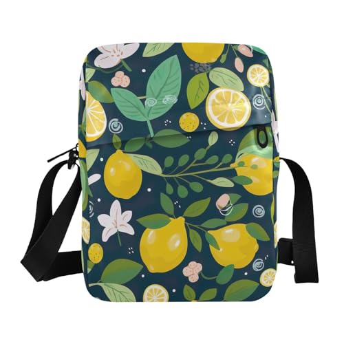 Crossbody Bag Lemon Flower Summer Messenger Bag for Women Men Purse Shoulder Bag Satchel Bag with Adjustable Strap 214A9346