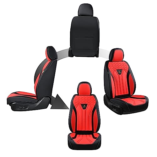 Image of FLORICH Leather Seat Covers, Seat Covers Full Set, Car Seat Protectors 5 Seats,Automotive Seat Covers Fit for Most Cars Trucks-Black&Red