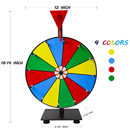 Ielyiesy 12" Spinning Wheel For Prizes 12 Slots Spinner With Metal Stand, Dry Erase Marker And Eraser For Trade Show Carnival Party Pub Fortune Game #TOP5