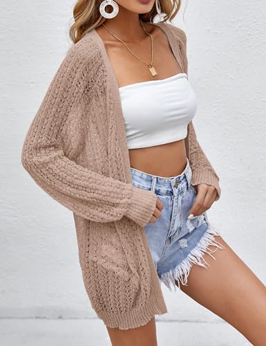Image of Women Lightweight Cardigans Crochet Summer Boho Knit Thin Long Sleeve Cardigan