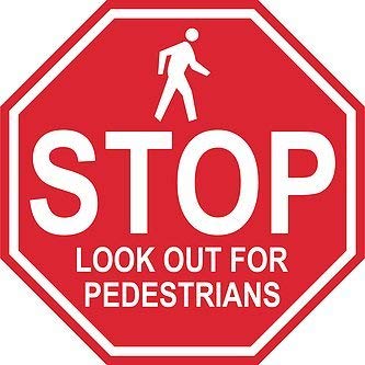 "Stop Look Out for Pedestrians"- Durable Laminated Vinyl Floor Sign- Sign by Graphical Warehouse- 5S Safety and Security Signage, Visual Communication Tool (18")