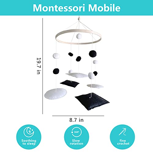 Vlokup Montessori Mobile, Black and White Mobile for Baby, Woodland Baby Crib Mobile for Boys Girls, Neutral Nursery Mobile High Contrast Mobile for Pack N Play, Nursery Decor Woodland - Thumbnail 3