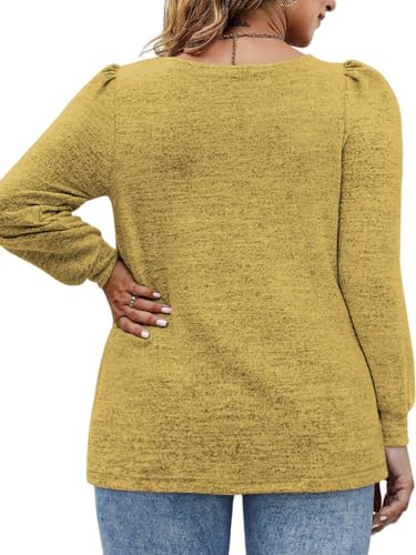 Image of VOGRACE Womens-Plus-Size-Tops Crew Neck Puff Sleeve Shirts Casual Tunic Sweatshirts XL-5XL