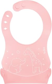 BUBA Babador de Silicone com Pega Migalhas Rosa, Pequeno