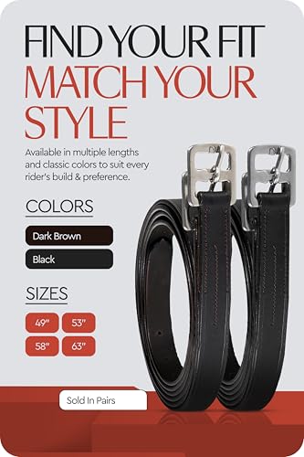 HORZE Genuine Leather English Riding Stirrup Leathers Pair | Adult Sizes2