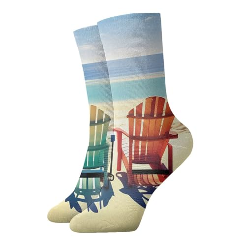 EdWal strandscen med stolar tryck höst varma strumpor för vuxna par kudde stövel strumpor för löpning vandring atletisk