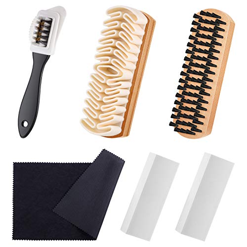 Juego de 6 cepillos de gamuza y nobuck y borrador para limpiar zapatos, botas y tacones altos, como se muestra en las imágenes, como se muestra en las imágenes