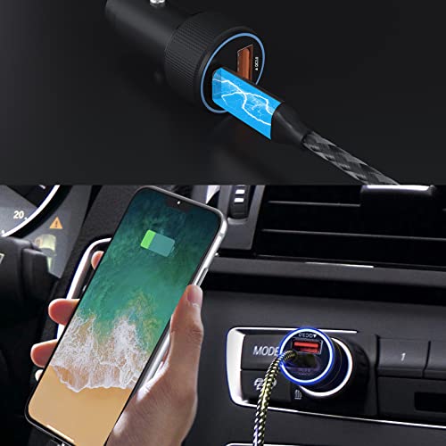 Iphone Fast Car Charger[Apple Mfi Certified]Apple Car Charging,38W Dual Pore Usb C Car Charger Adapter With 2 Pack Lightning Cable,Pd&Qc 3.0 Type C Car Charger For Iphone 13/12/11/Pro Max/Airpods/Ipad #TOP6