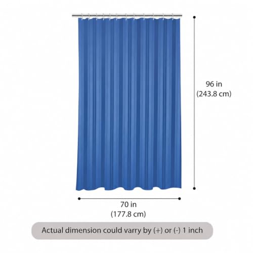 Image of Wakefit Shower Curtain 8 Feet | 14 Free Hooks | No Plastic Smell | Waterproof Bathroom Curtain | Curtain for Balcony | Machine Washable Fabric | Blue Stripes | Height 8ft & Width 6ft | Very Premium