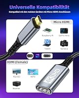 ZEENVIC Micro HDMI auf HDMI Adapter, 4K@60Hz Micro HDMI to HDMI 3D 1080P Typ D auf A Adapterkabel Kompatibel mit Raspberry Pi 5/4, Kamera A6300 A6400, HDR und ARC, ODROID, Hero usw – Ansicht 7