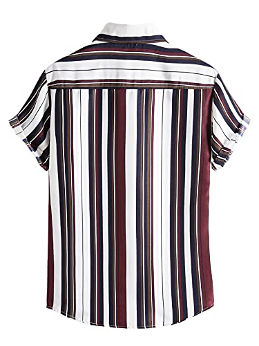 Soly Hux Men's Short Sleeve Button Down Shirts Casual Dress Going Out Camp Tops Multicoloured M #TOP1
