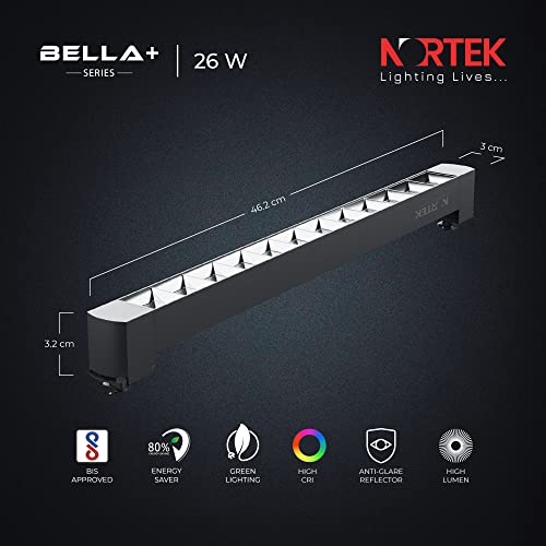Image of Nortek Bella+ 26W Track Light | LED Spot Light for Ceiling, Focus Lights for Wall & False Ceiling | Adjustable Track Lights for Home, Showroom | Modern Spotlight Design - Natural White, 2