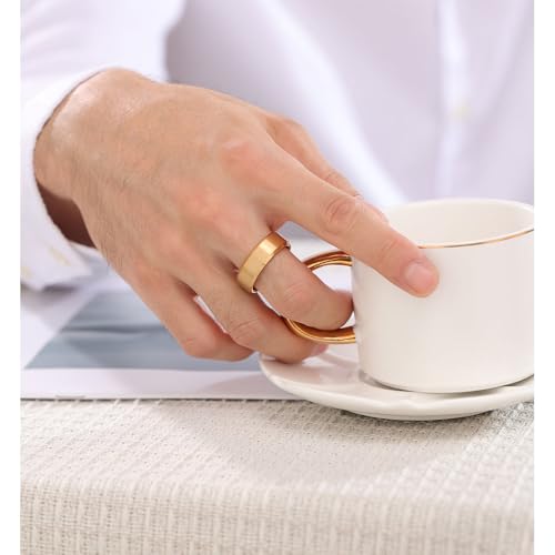 MYNENEY Tungsten Steel Bands 4mm 6mm 8mm Matte Surface Mens Wedding Pinky Ring Gold/Silver/Black Signet Rings for Men Comfort Fit size 5-12 (Gold-8mm, 7)