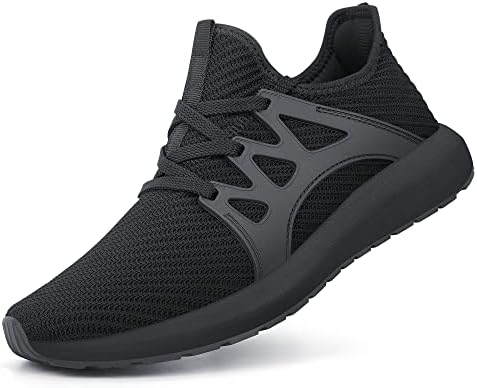 NYZNIA Womens Non Slip Running Shoes Slip On Walking Shoes Breathable Lightweight Fashion Gym Sneakers Black Size 7