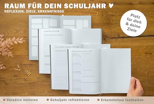 Eine der Guten Lehrerkalender 2026/2027 A5 Softcover – Lehrerplaner Schuljahr 2026 2027 | Leseband, Notenlisten & Klassenlisten | nachhaltig, FSC-Papier, klimaneutral | Grau Weiß Rosa mit Blumen