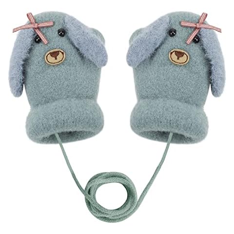 Baby Toddlers Warm Mittens Magic Stretch Mittens Gloves on String Boys Girls Knitted Gloves Thicken Fleece Lining Newborn Mittens Full Finger Gloves for Xmas Gift,0-12 Months Cover