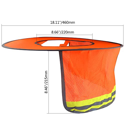 WMYCONGCONG 3 Pack Hard Hat Sun Shade Full Brim Mesh Neck Sun Shield Sun Visor with Reflective Strip for Outdoor Construction Site Hardhats Safety Helmet Accessories, High Visibility Orange