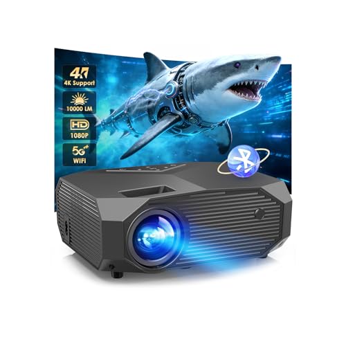 Projector with WiFi and Bluetooth Native 1080P Outdoor Portable Movie Projector 50%-100% Zoom 400 Display 4K Projector Compatible with HDMI/USB/PC/TV/PS5/DVD/Android/iOS