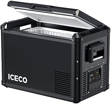 ICECO VL45 ProS Portable Refrigerator, Multi-directional Lid, Dual USB & DC 12/24V, AC 110-240V, 45L Steel Compact Refrigerator Powered by SECOP, 0℉ to 50℉, Home & Car Use [Upgrade, 47 Quarts]