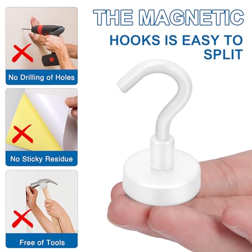 Image of LOVIMAG Cruise Essentials, 50Lbs White Magnet Hooks for Cruise Cabin, Strong Magnetic Hooks for Hanging, Refrigerator, Celling,Grill, Kitchen, Classroom- 4 Pack