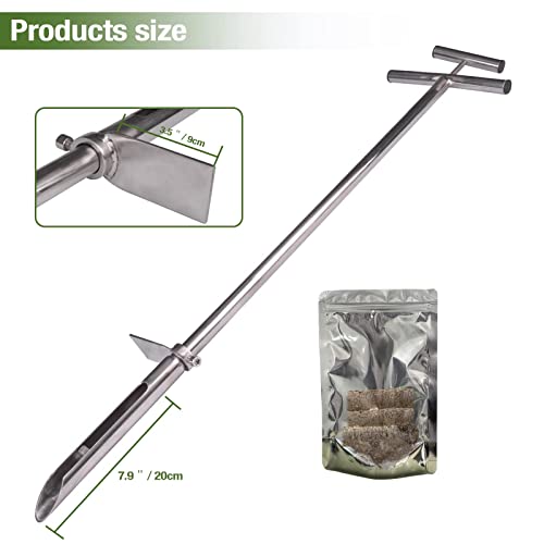 SurmountWay Bodenprobe 101,6 cm mit Fußstufen und Probenauswerfer, Edelstahl-T-Stil-Griff, Bodentest-Kits, Bodensonden für Bodenproben, Pflanzenpflege, Garten, Rasen, Bauernhof